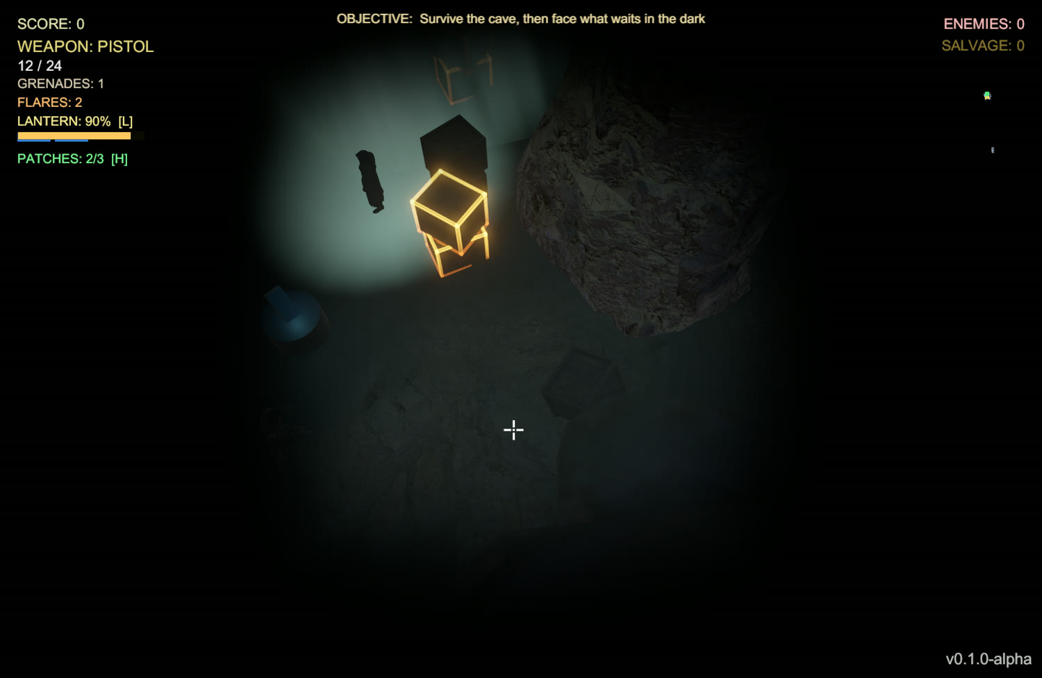 Darkness — in-game top-down cave gameplay